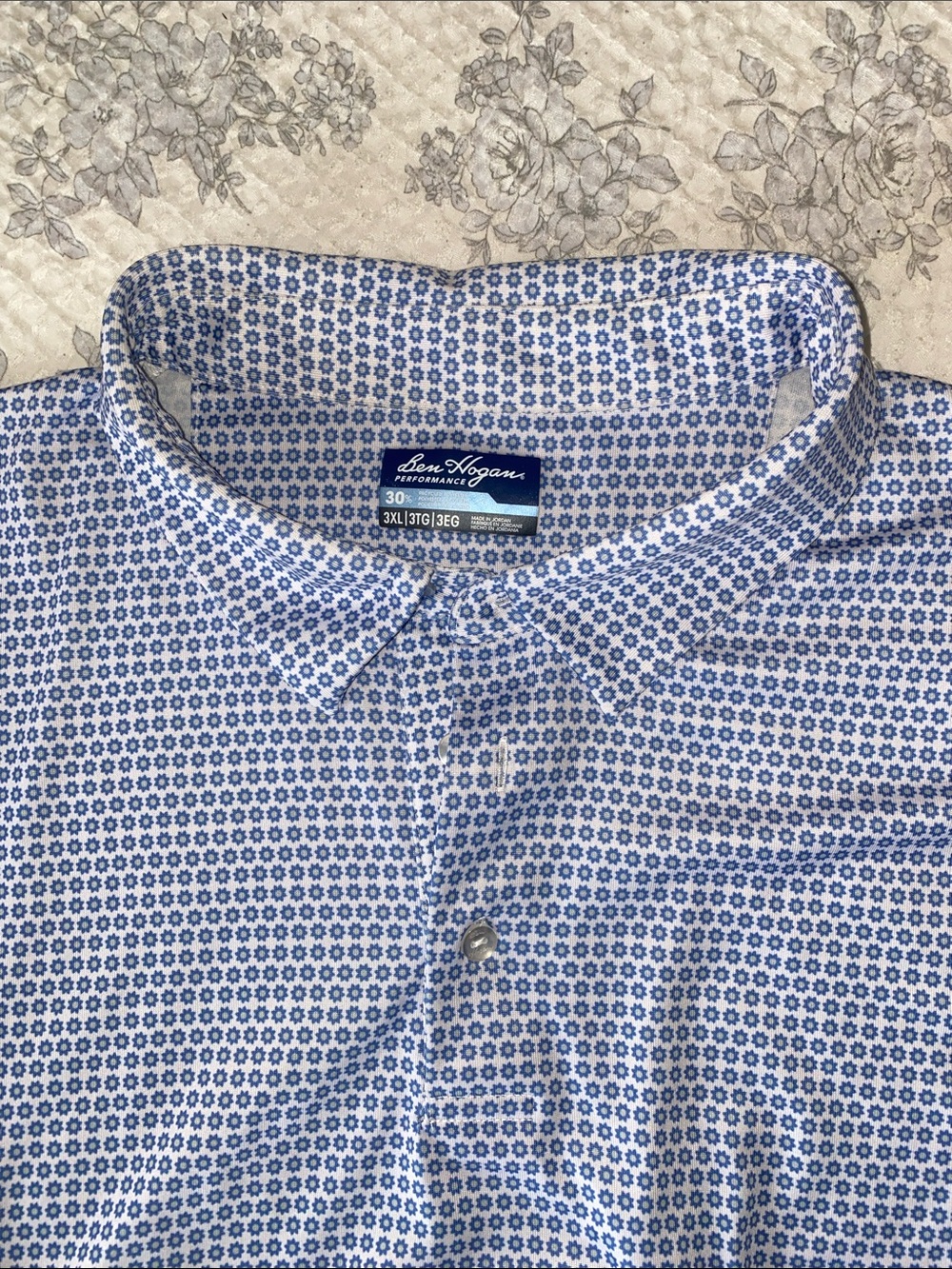 Ben Hogan Performance Men's Light Blue Micro-Pattern Golf Polo